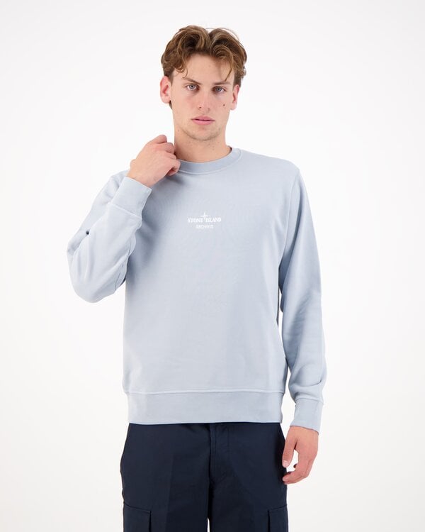 6100046 Cotton Fleece Archivio Print Sweater Ash Grey