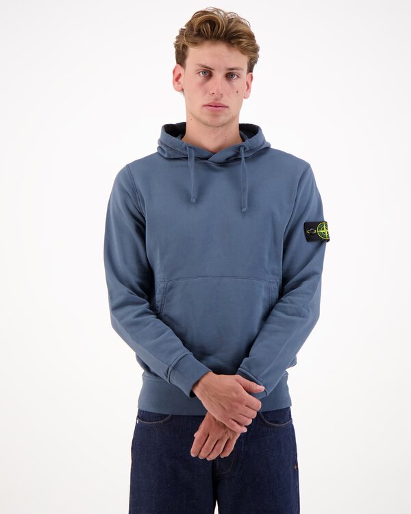 6100062 Organic Cotton Fleece Garment Hoodie Blue / Grey
