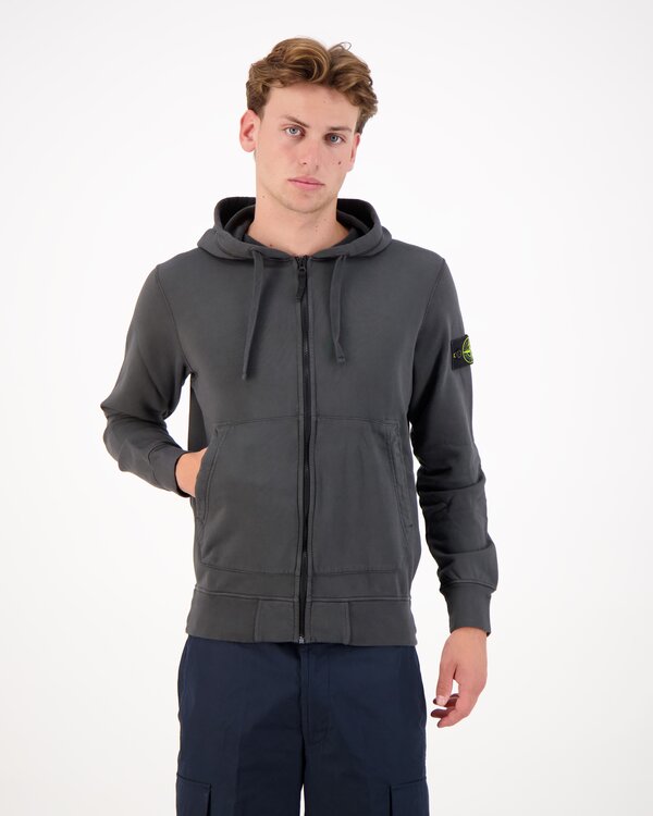 6100061 Organic Melange Cotton Fleece Zip-Up Hoodie lead grey