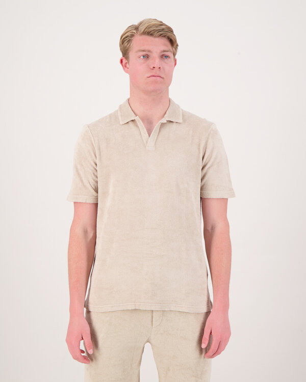 Terry Short Sleeve Polo Beige