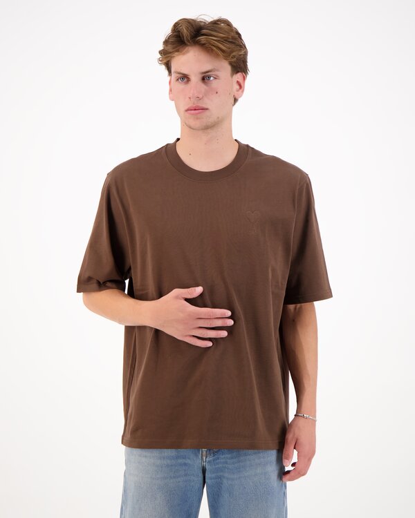 T Shirt With Tonal Embossed Big Ami Brown