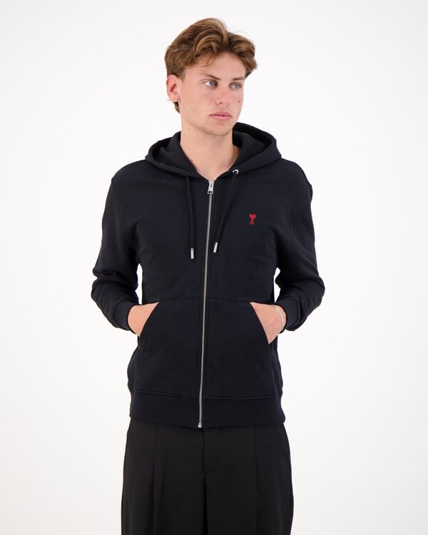 Zipped Hoodie With Ami De Coeur Zwart
