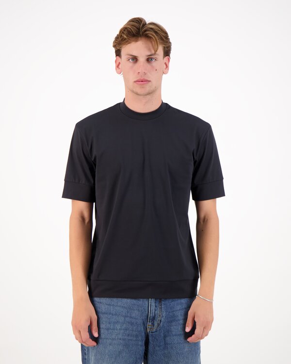 Single Jersey Supima Cuffed T-Shirt Zwart