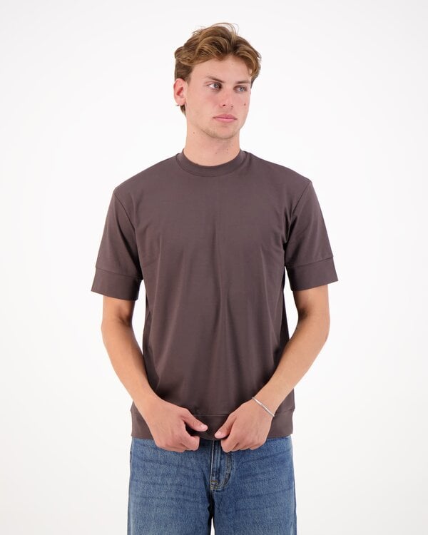 Single Jersey Supima Cuffed T-Shirt Donkerbruin