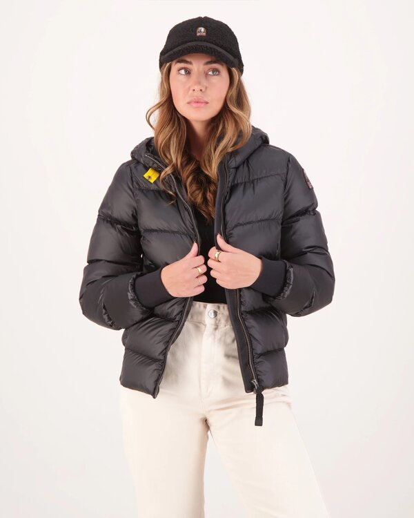 Mariah Hooded Down Bomber Jacket Black