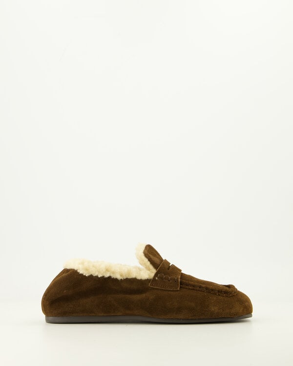 Penny Loafer Square Fur Dark Braun