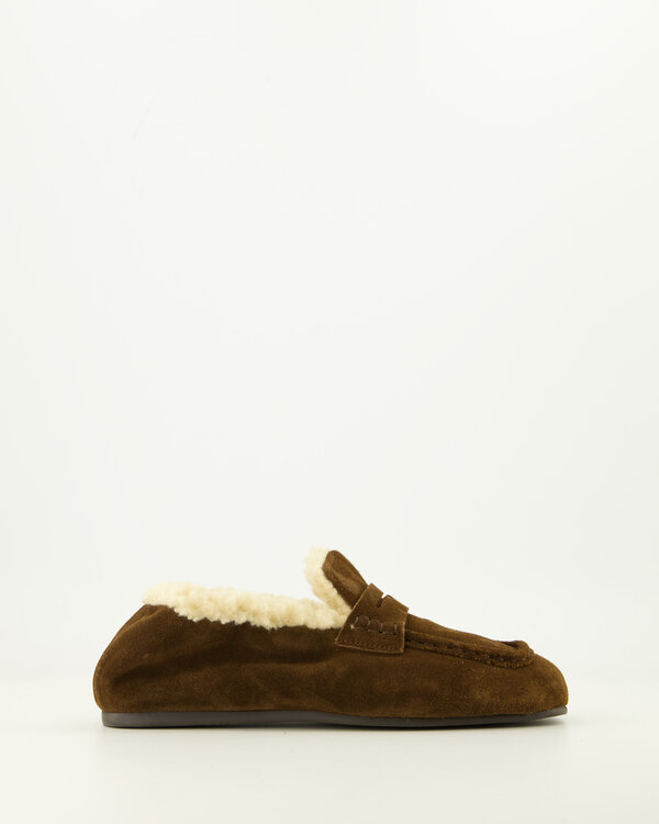 Penny Loafer Square Fur Donker Bruin