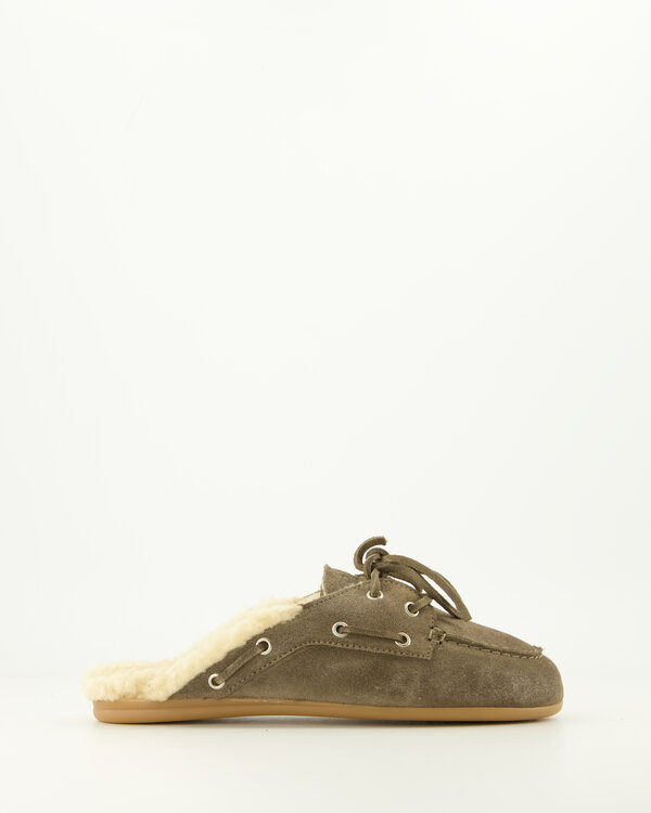 Boat Loafer Mule Suede Khaki