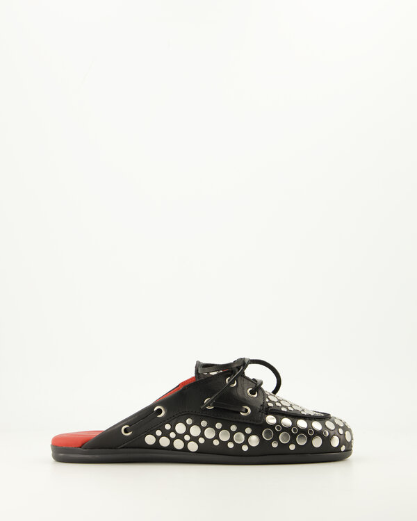 Boat Loafer Mule Titanium Schwarz