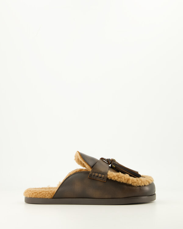 Ranch Tassel Mule Leather Bruin
