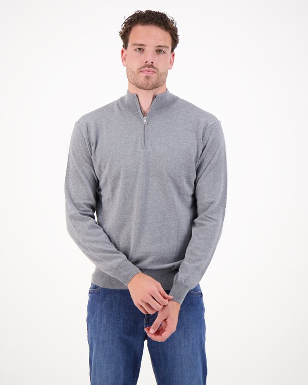 Extrafine Merino Zipper Sweater Donkergrijs
