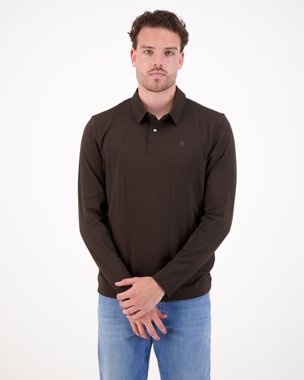 Timon Longsleeve Polo Dunkelbraun
