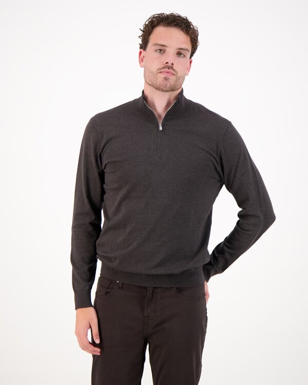 Pullover Half Zip Donkerbruin