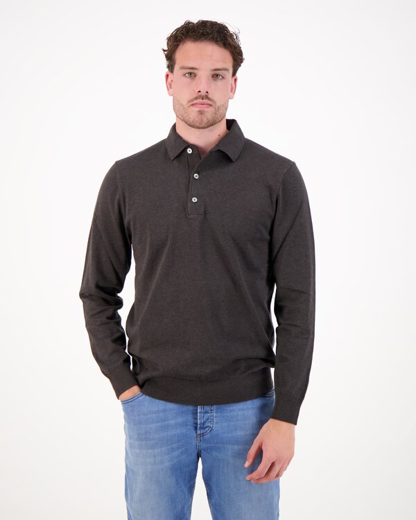 Polo One Piece Longsleeve Donkerbruin