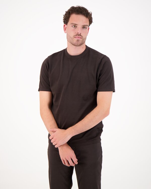 Crew Neck SS T-Shirt Donkerbruin