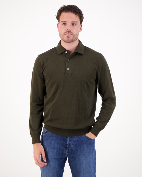 Polo One Piece Longsleeve Donkergroen