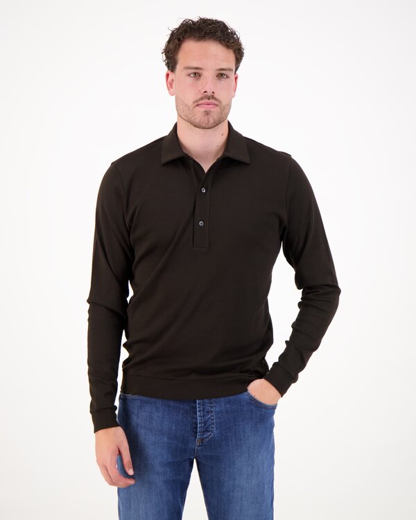 Lim 3B LA FR 30 Longsleeve Polo Chocolate