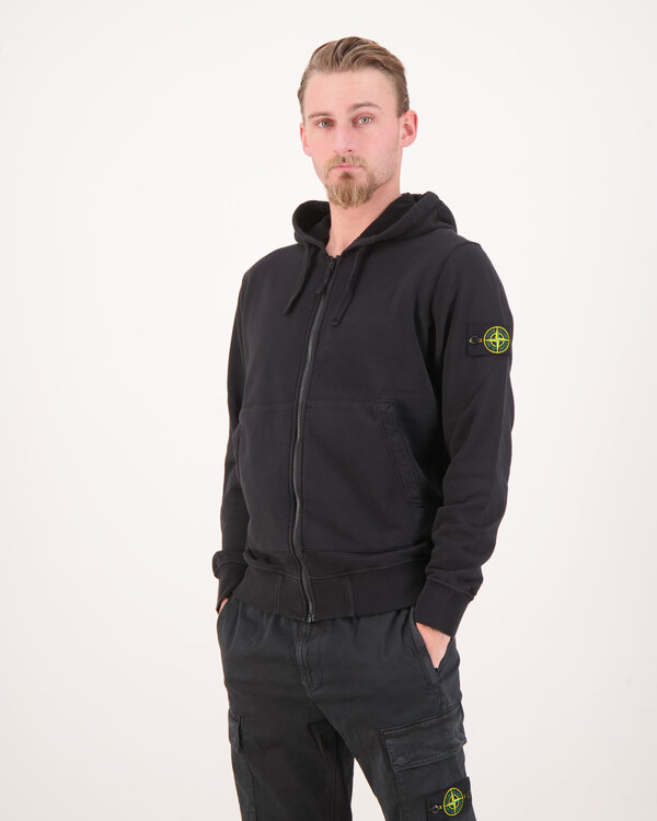 6100061 Organic Melange Cotton Fleece Sweatjacke Schwarz