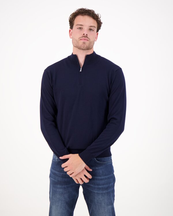 Extrafine Merino Zipper Sweater Navy Blue