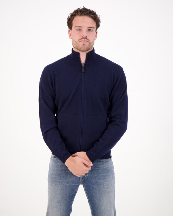 Wool and Cashmere Zip Up Cardigan Blue