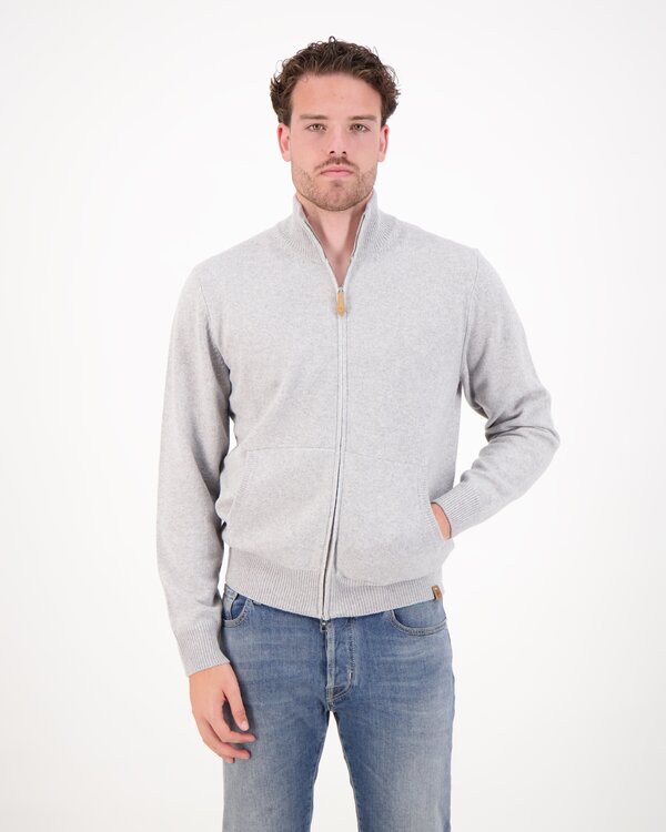 Wool and Cashmere Zip Up Cardigan Light Grey