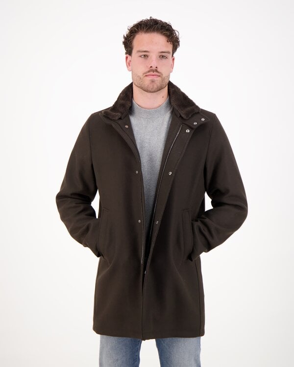 Ecowool Light Faux Fur Jacket Brown