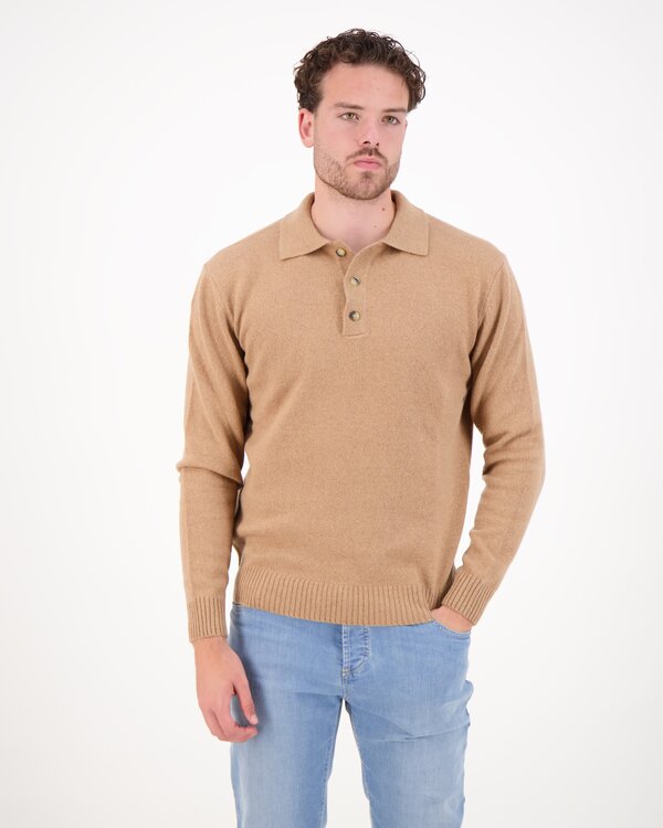 Polo Longsleeve Knitwear Camel