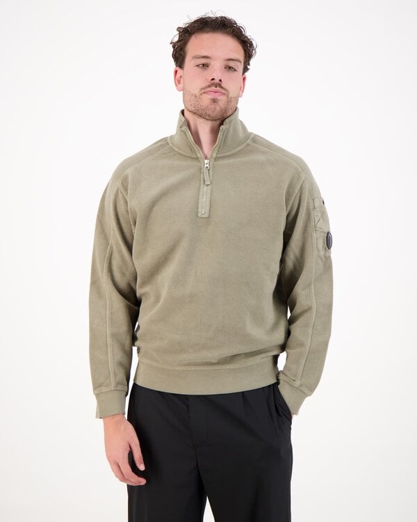 Fleece Half Zip Sweater Beige