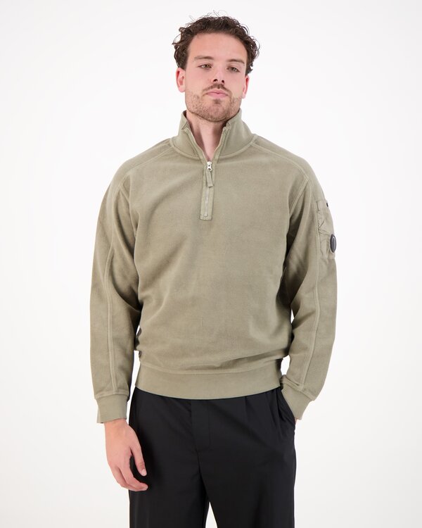 Halber Reißverschluss Pullover Beige