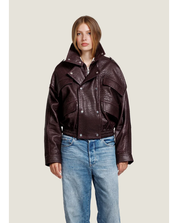 Holly Leather Jacket Burgundy