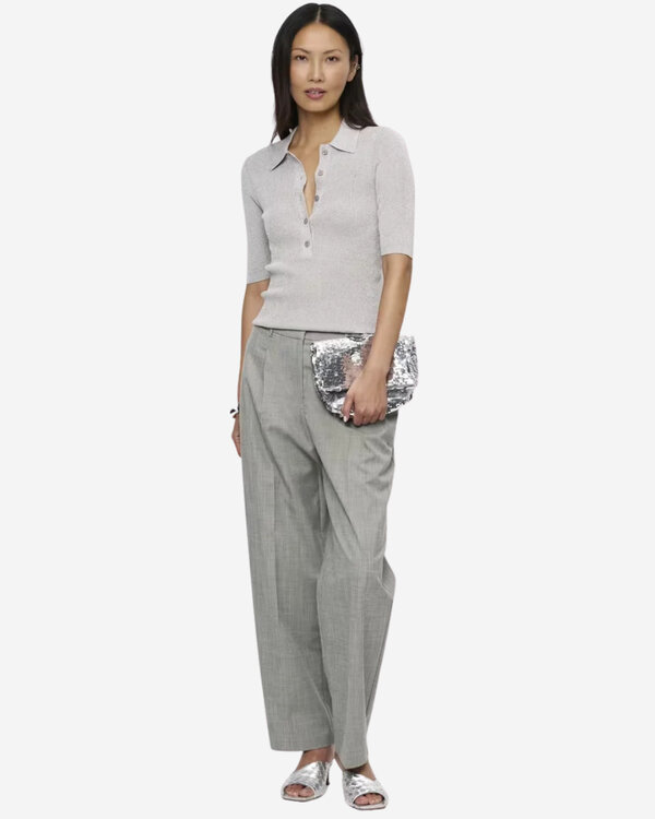 Fayza metallic knitted polo Silver