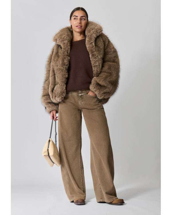 Ally Faux Fur Jacket Khaki