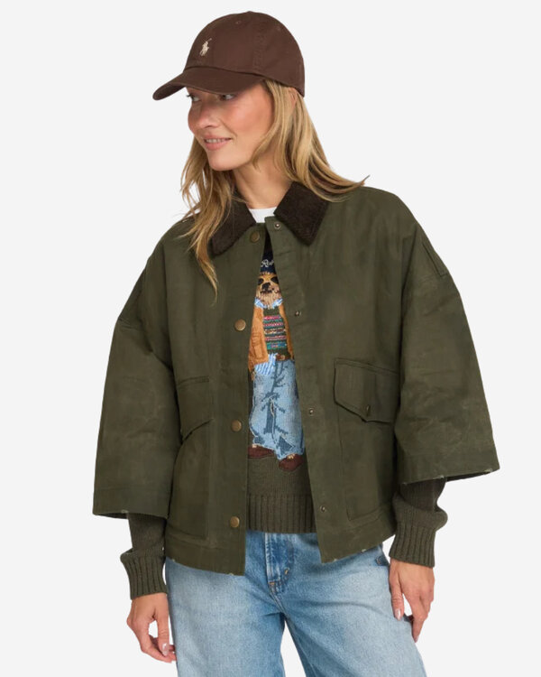 Lexie Waxed Canvas Coat Army