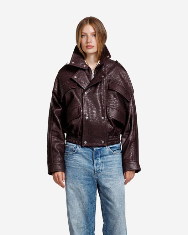 Holly Leather Jacket Burgundy