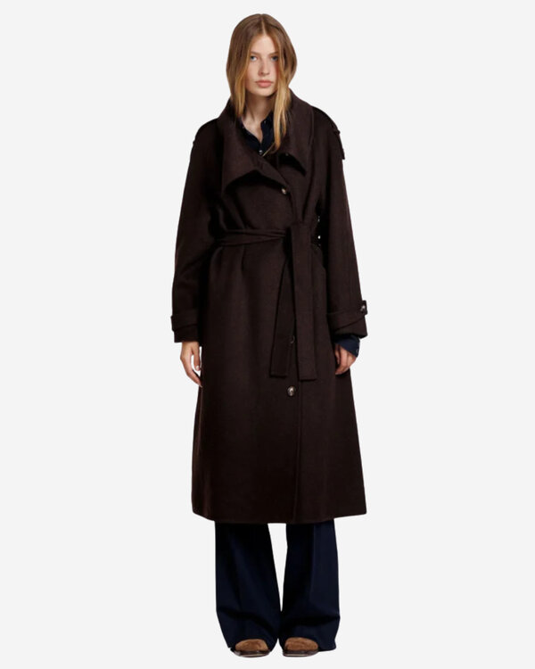 Cara Wool Coat Donker Bruin