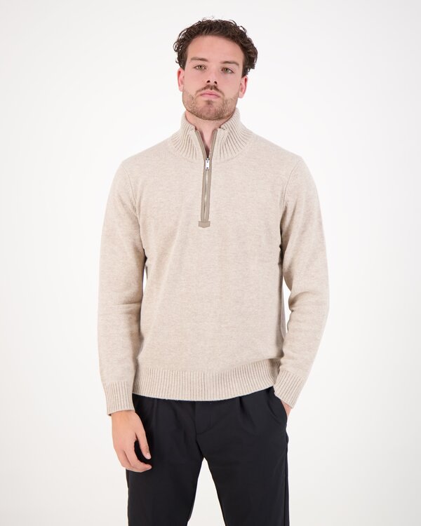 Soft Wollen Half Zip Beige
