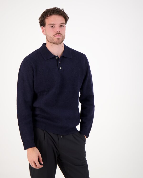 Boiled Wollen Polo Marine