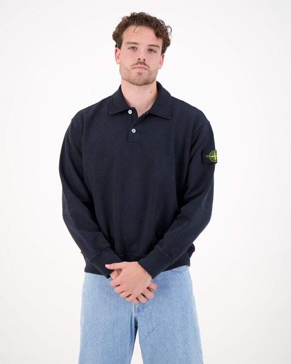 6100054 Tubular Cotton Fleece Polo Sweater Marine