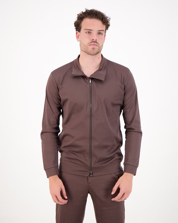 Supima Zip Trough Sweater Braun