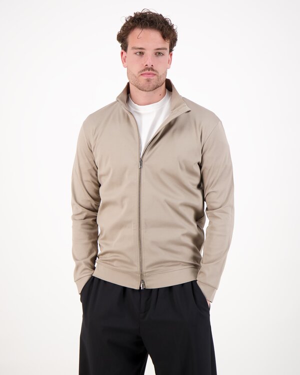Supima Zip Trough Sweater Lead Grey