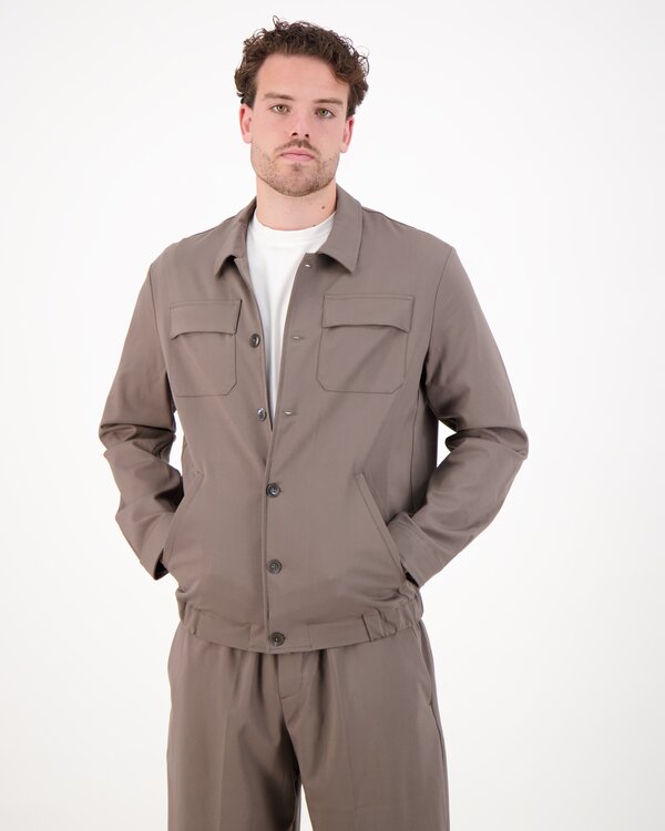 Wool Stretch Bowling Jacket Taupe