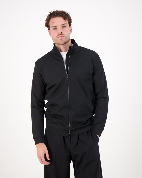 Supima Zip Trough Sweater Schwarz