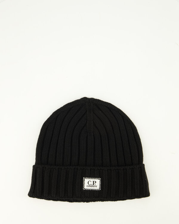 Extrafine Merino Wool Logo Mütze Schwarz
