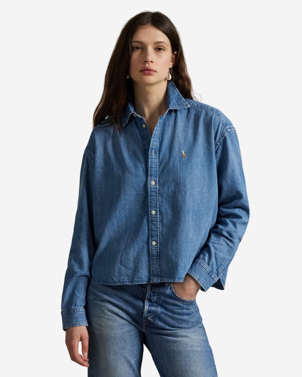 Long Sleeve Button Front Hemd Denim