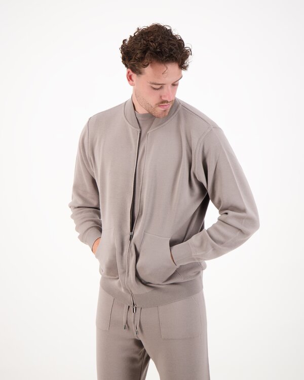 Bomber Zip Cardigan Beige