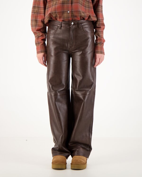 Grayce Leather Pants Brown