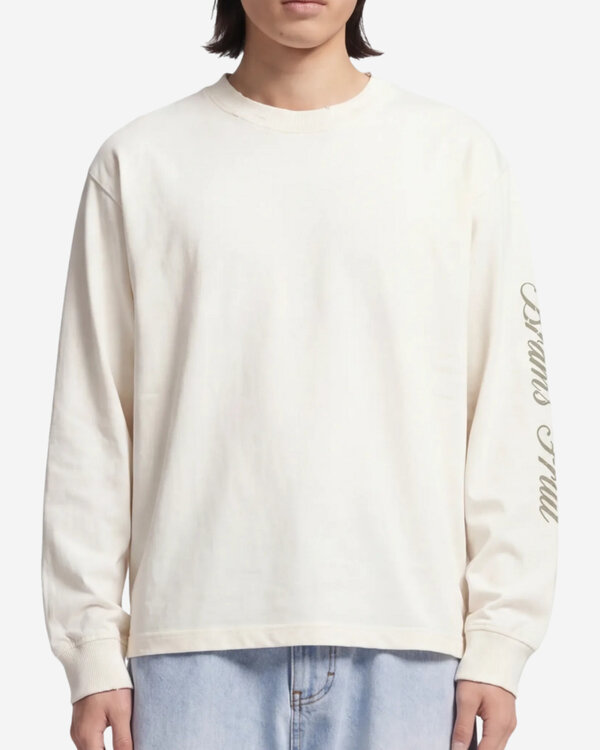 Distressed Script Logo Longsleeve White