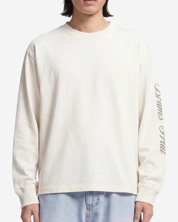 Distressed Script Logo Longsleeve Wit
