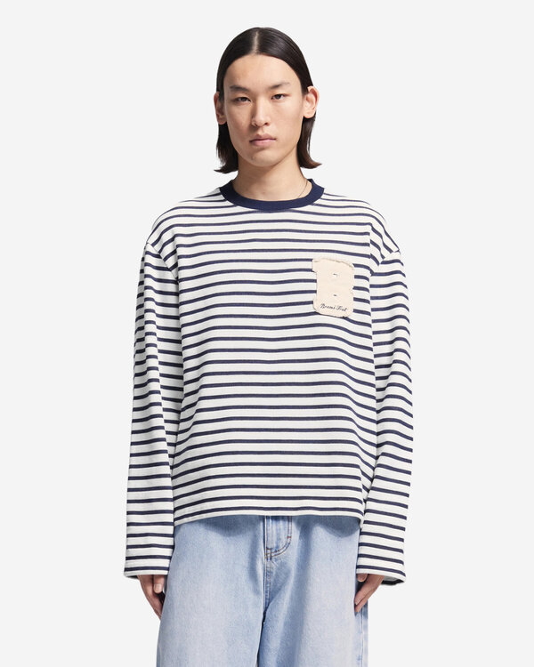 Varsity Striped Longsleeve Marineblau