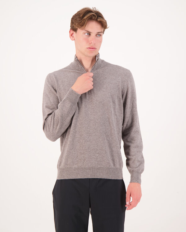 Knitwear Mock Zip Cashmere Sweater Taupe